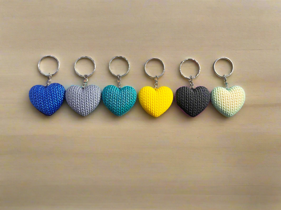 Knitted Heart Keychain