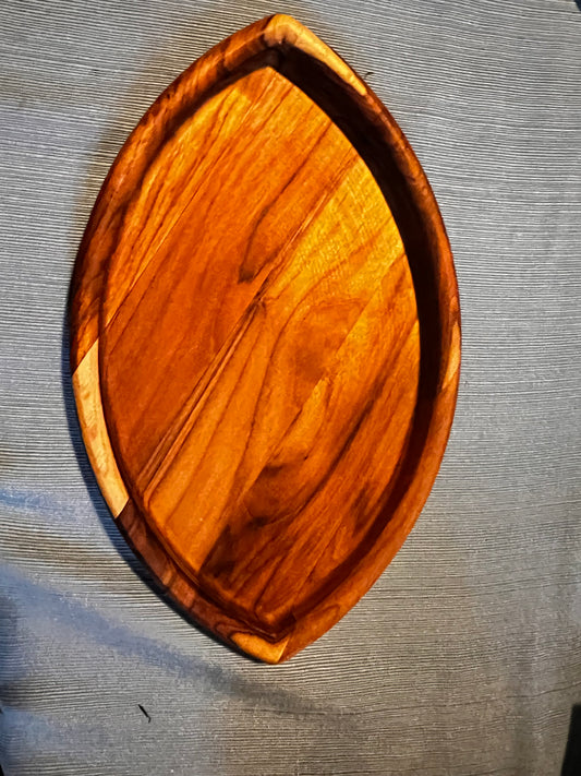 Teak Wood Football Serving Bowl – 12” Handcrafted Snack & Nut Tray
