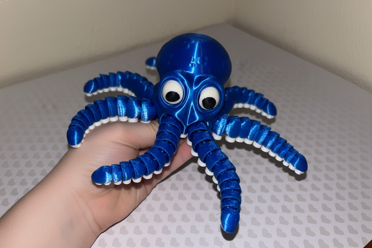 π Blue & White Articulated Octopus Fidget