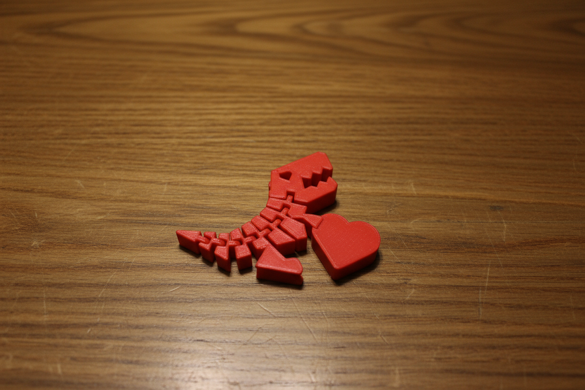 🦖❤️ Flexi T-Rex Holding Heart – 3D Printed Articulated Dinosaur