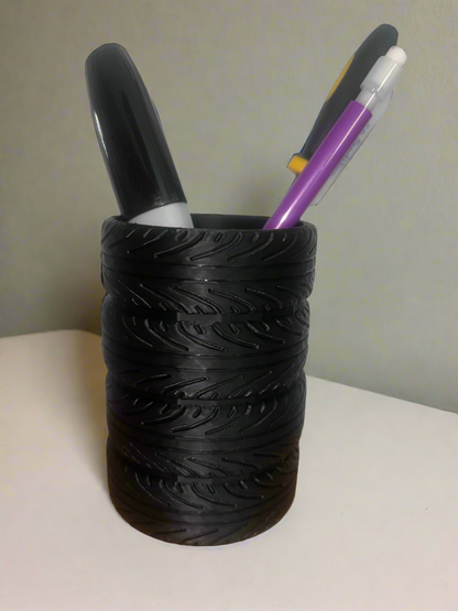 tire pen holder for desk and car enthusiasts 