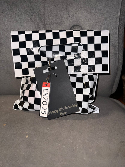 Racing Party Favor Gift Bags – 3D Printed Fidgets & Personalized License Plate Keychains