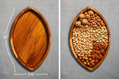 Teak Wood Football Serving Bowl – 12” Handcrafted Snack & Nut Tray