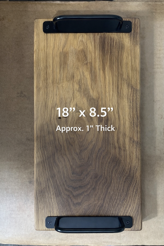 White Oak Wooden Serving Tray with Black Handles – 18” x 5” Modern Farmhouse Decor | Charcuterie Tray