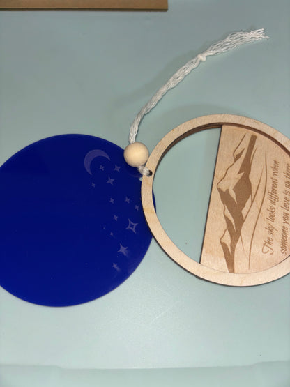 4” Mountain Memorial Sun Catcher Ornament — “The Sky Looks Different When Someone You Love Is Up There”