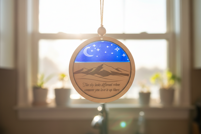 4” Mountain Memorial Sun Catcher Ornament — “The Sky Looks Different When Someone You Love Is Up There”