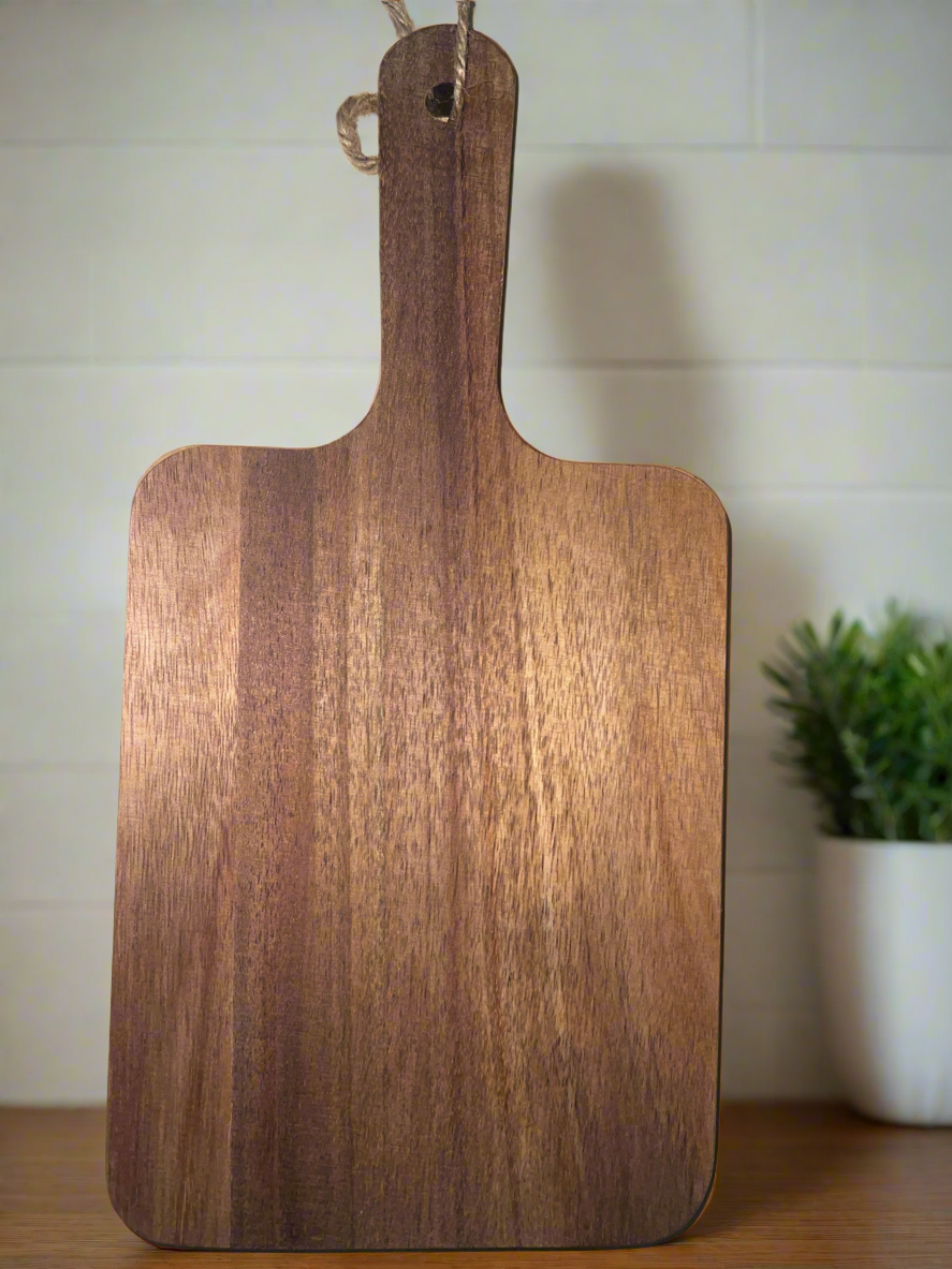 Personalized Acacia Cutting Board - Handle