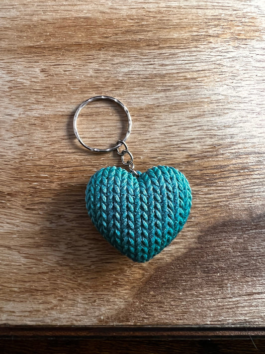 Knitted Heart Keychain