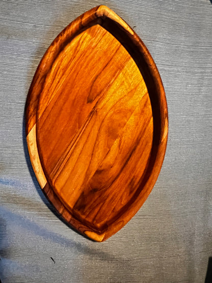 Teak Wood Football Serving Bowl – 12” Handcrafted Snack & Nut Tray