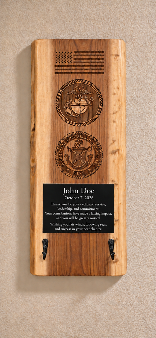 Live Edge Walnut Plaque with Hooks