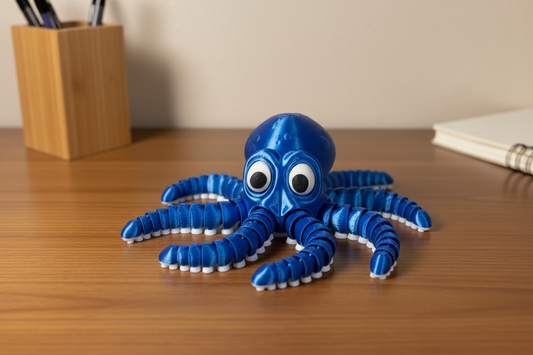 🐙 Blue & White Articulated Octopus Fidget