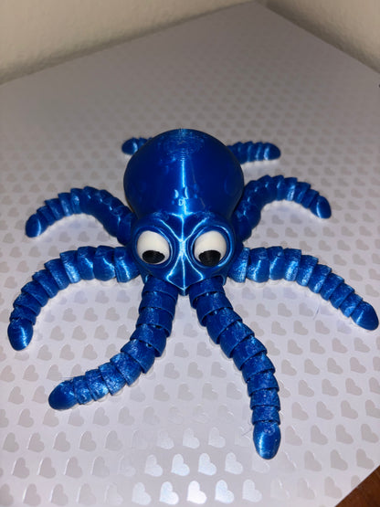 🐙 Blue & White Articulated Octopus Fidget