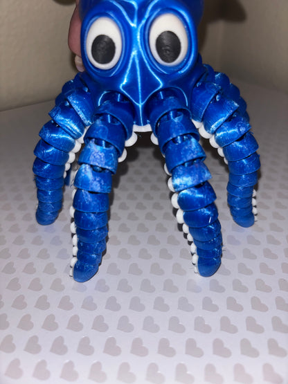 🐙 Blue & White Articulated Octopus Fidget