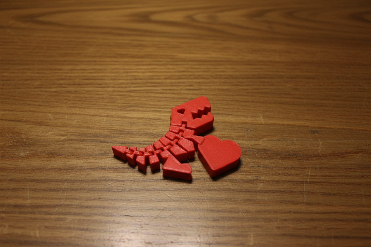 🦖❤️ Flexi T-Rex Holding Heart – 3D Printed Articulated Dinosaur