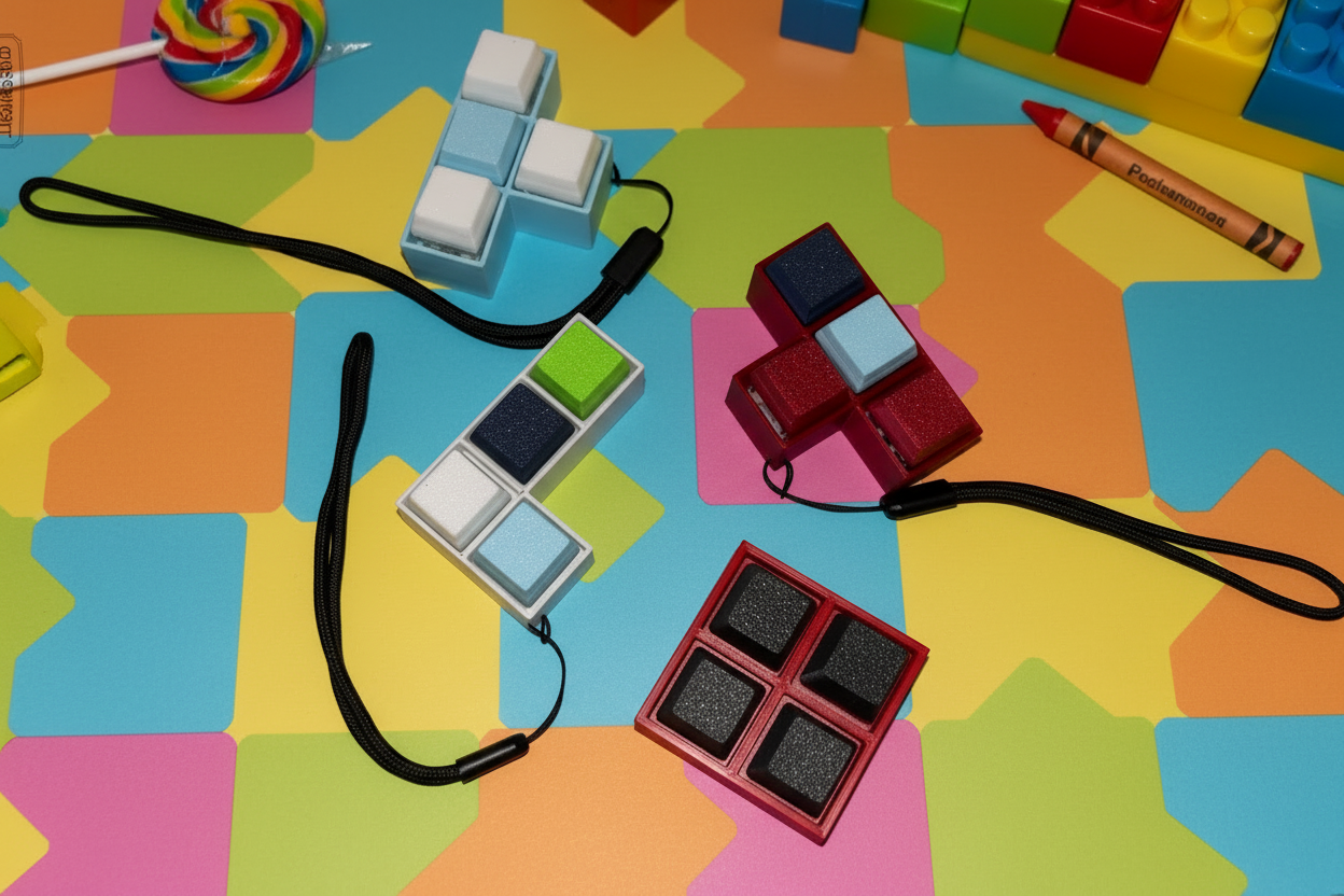 4-Key Fidget Clicker Set – Multi-Style Sensory