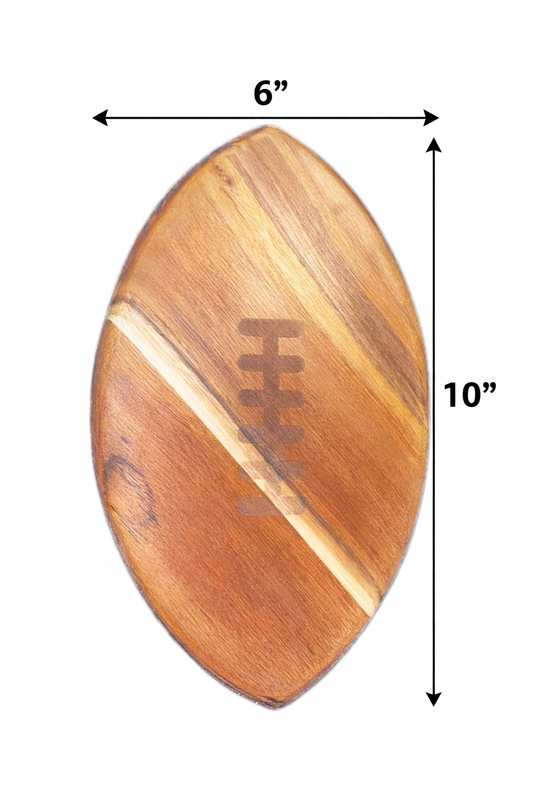 Teak Wood Football Snack Board – 10” x 6” Handcrafted Engraved Tray