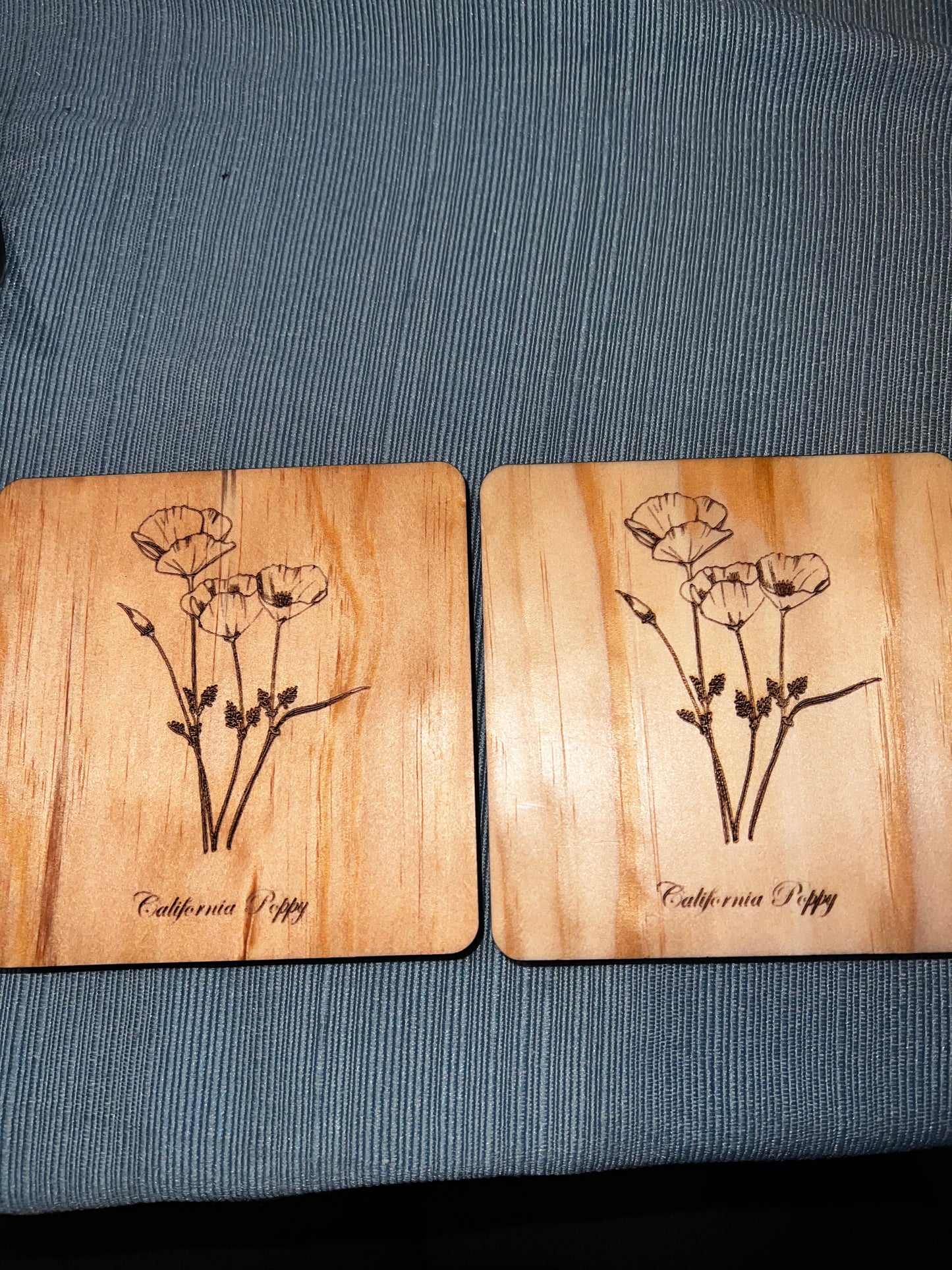 4” Pine Wood Coasters – 2 Pack - Natural or Walnut Finish | Handmade Wooden Drink Coasters