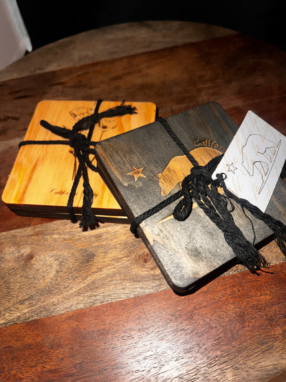 4” Pine Wood Coasters – 2 Pack - Natural or Walnut Finish | Handmade Wooden Drink Coasters