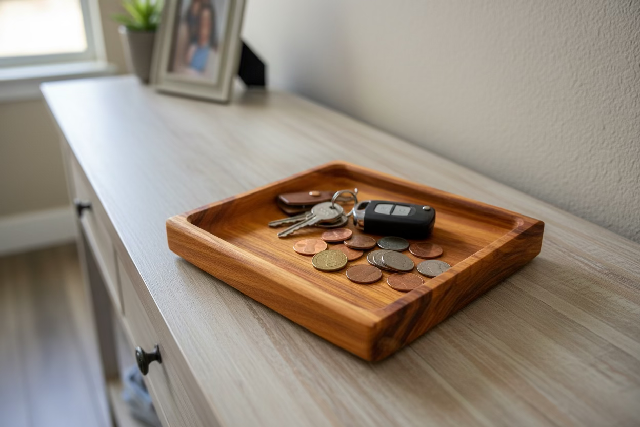 Square Canary Wood Tray – Handcrafted 5.5” Natural Wood Catchall | Jewelry, Keys, Desk Organizer