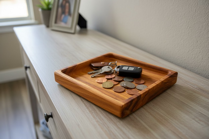 Square Canary Wood Tray – Handcrafted 5.5” Natural Wood Catchall | Jewelry, Keys, Desk Organizer