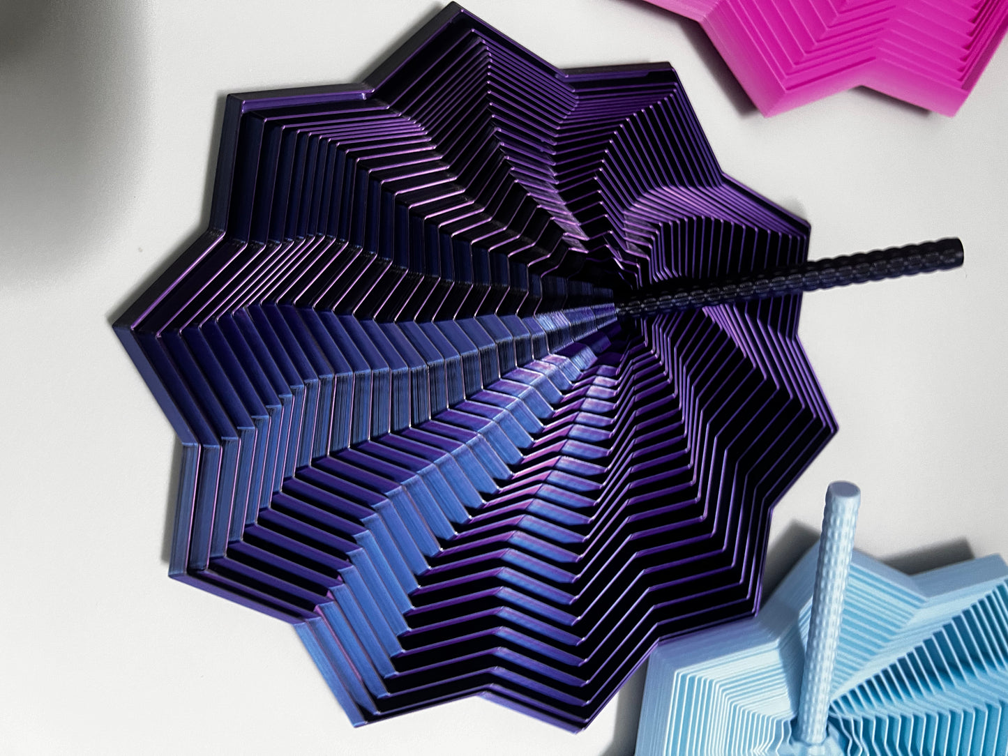 Star Fidget Spinner with Handle – 3D Printed Sensory Desk Toy – Geometric Stress Relief Toy – Custom Colors or Mystery Pick