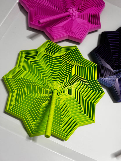 Star Fidget Spinner with Handle – 3D Printed Sensory Desk Toy – Geometric Stress Relief Toy – Custom Colors or Mystery Pick