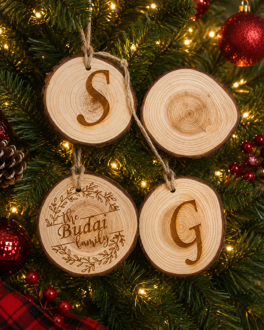 Personalized Wood Slice Christmas Ornament | Custom Name, Family,Baby’s First Christmas Ornament, 2026, Corporate