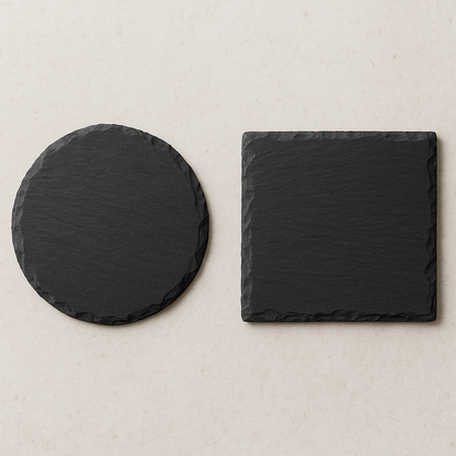 Personalized Engraved Slate Coasters — Round or Square