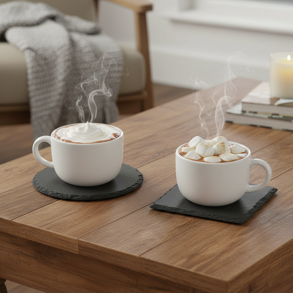 Personalized Engraved Slate Coasters — Round or Square