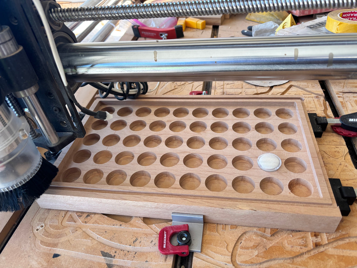Solid Alder Wood Display Tray for 50 Gem Jars | 8.5″ × 15″