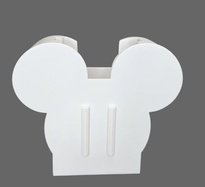 AI-edited illustration of the empty white Mouse Ears base with no soap bottle or cover; hidden interior reconstructed from the reference photo.