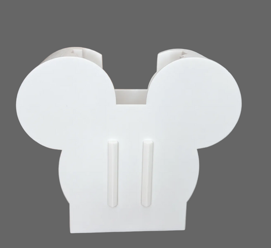 AI-edited illustration of the empty white Mouse Ears base with no soap bottle or cover; hidden interior reconstructed from the reference photo.