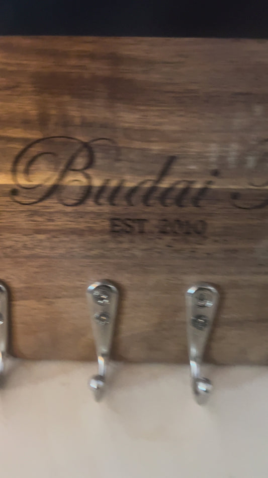 Personalized Wooden Key Holder | Custom Family Name Key Sign | Entryway Wall Organizer