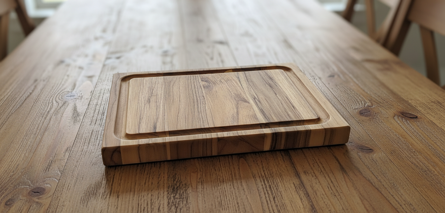 Teak Cutting Board – 16" x 11.5" x 1" with Juice Groove