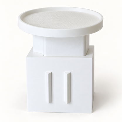 AI-enhanced illustration of the empty candle holder add-on fitted into the universal base. Base and candle holder are priced separately; cover not included.
