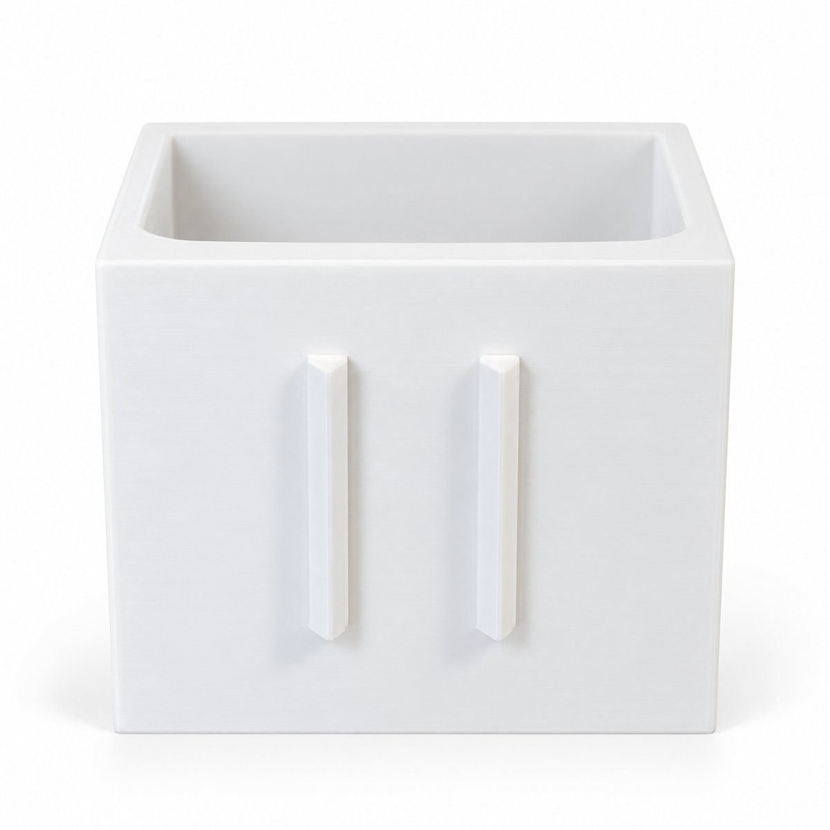 AI-edited illustration of one empty white Softsoap base; interior reconstructed from the reference photo.