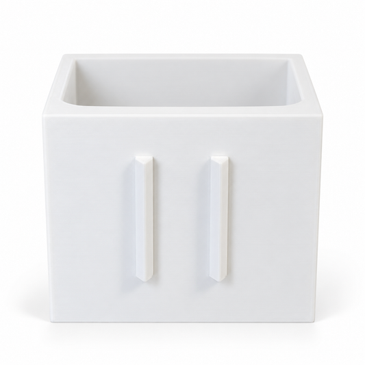 AI-edited illustration of one empty white Softsoap base; interior reconstructed from the reference photo.